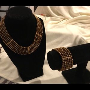 Bronze Iridescent Pearl Collar and Bracelet